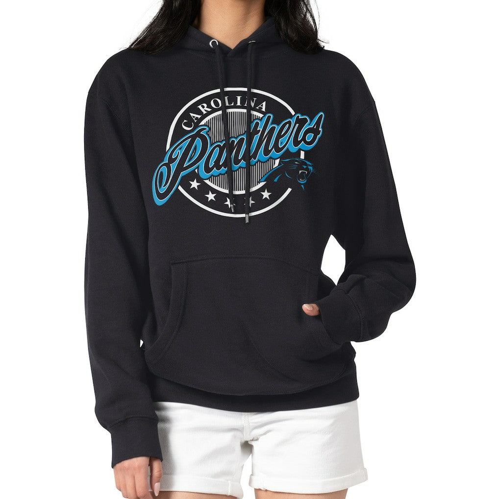 G-III 4Her by Carl Banks Women's Pinstripe Circle Fleece Pullover Hoodie - Carolina Panthers