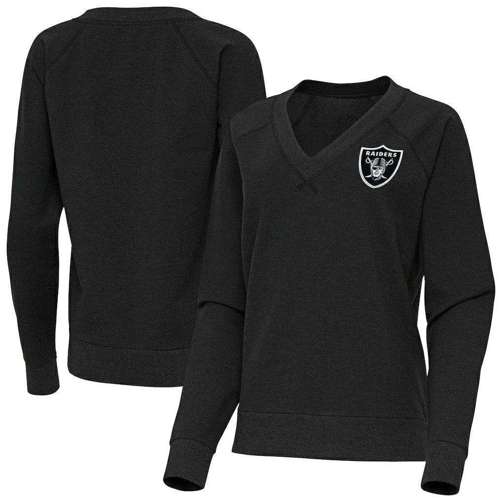 Antigua Women's Varsity Tri-Blend V-Neck Long Sleeve T-Shirt - Las Vegas Raiders