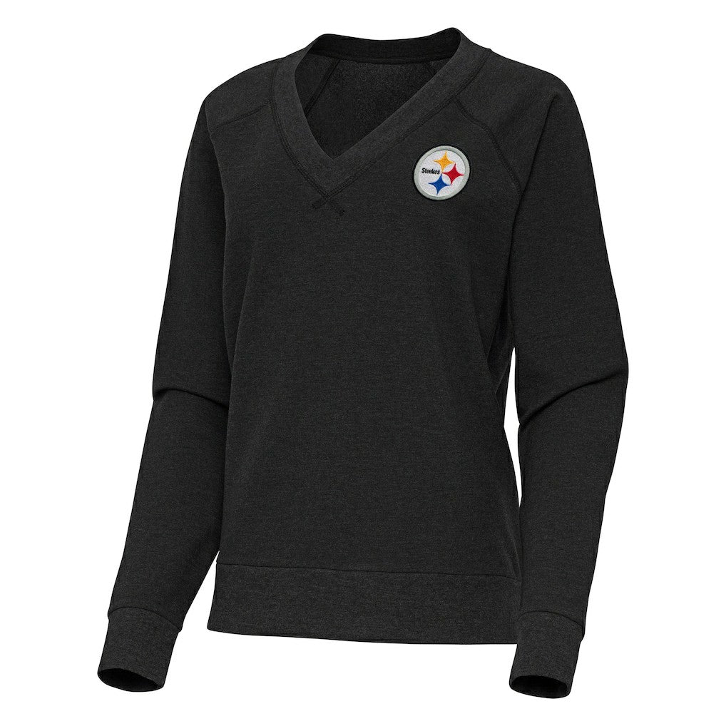 Antigua Women's Varsity Tri-Blend V-Neck Long Sleeve T-Shirt - Pittsburgh Steelers