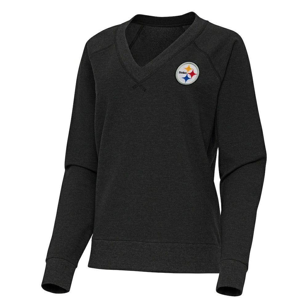 Antigua Women's Varsity Tri-Blend V-Neck Long Sleeve T-Shirt - Pittsburgh Steelers