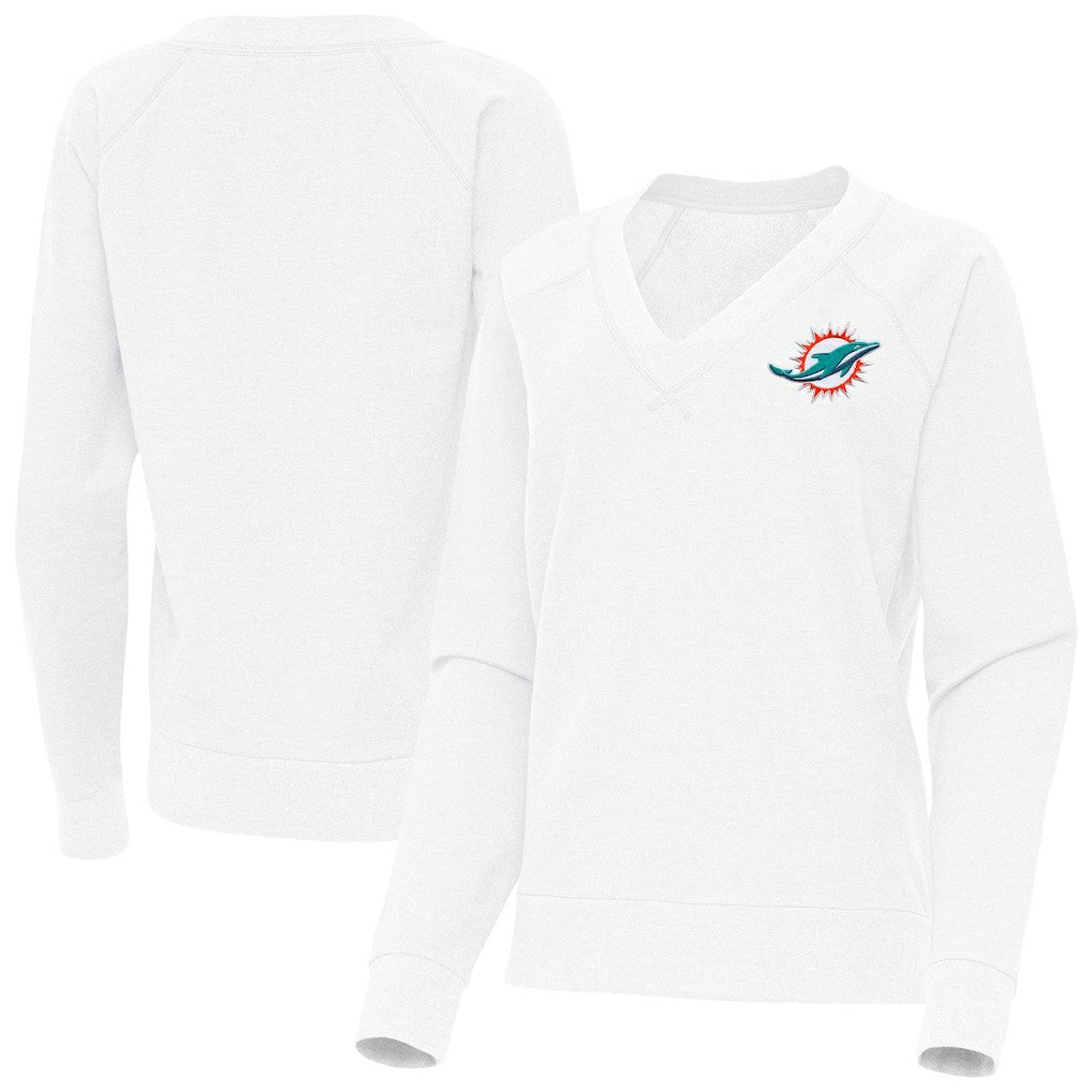 Antigua Women's Varsity Tri-Blend V-Neck Long Sleeve T-Shirt - Miami Dolphins