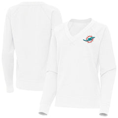 Antigua Women's Varsity Tri-Blend V-Neck Long Sleeve T-Shirt - Miami Dolphins