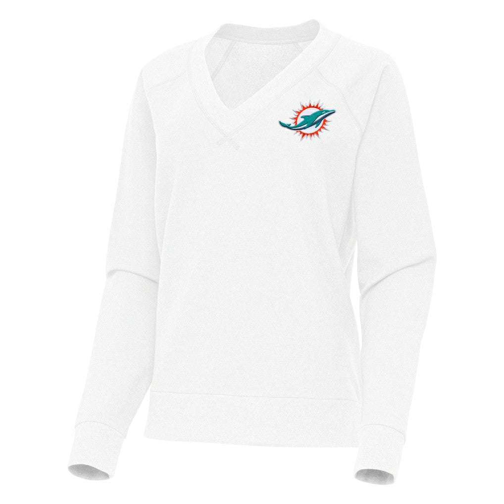 Antigua Women's Varsity Tri-Blend V-Neck Long Sleeve T-Shirt - Miami Dolphins
