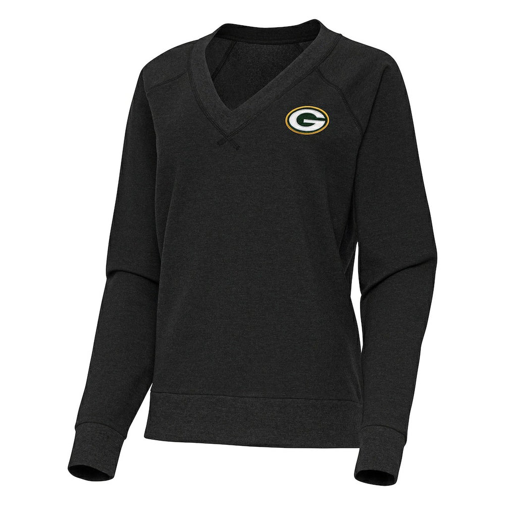 Antigua Women's Varsity Tri-Blend V-Neck Long Sleeve T-Shirt - Green Bay Packers