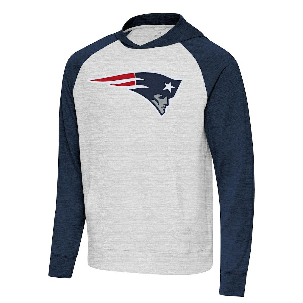 Antigua Urgent Raglan Pullover Hoodie - New England Patriots