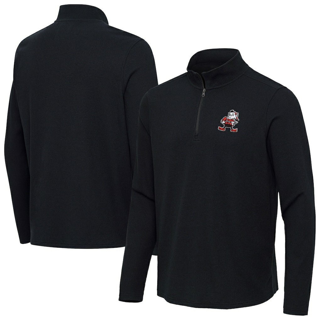 Antigua Throwback Sync Tri-Blend Quarter-Zip Pullover - Cleveland Browns