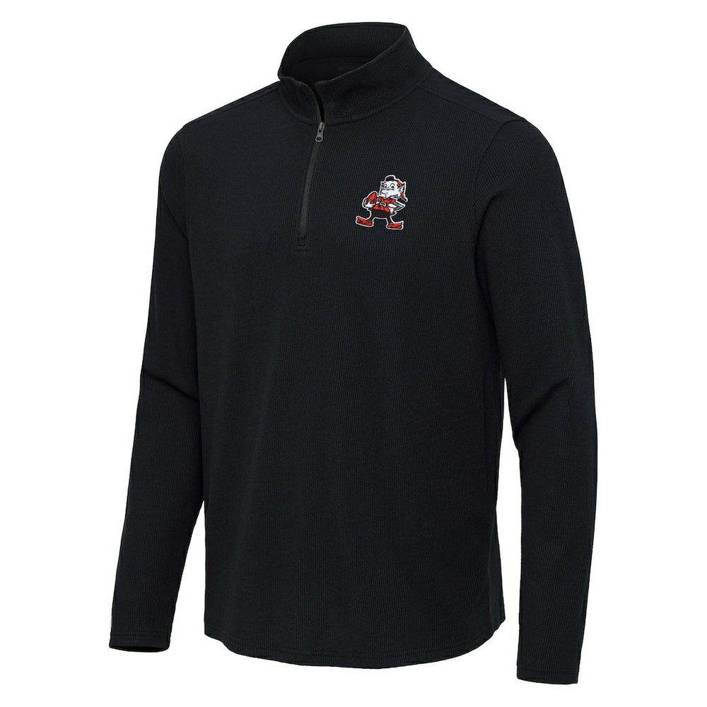Antigua Throwback Sync Tri-Blend Quarter-Zip Pullover - Cleveland Browns