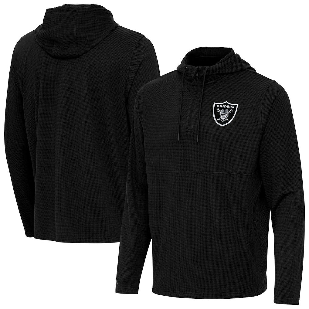 Antigua Connected Quarter-Zip Pullover Hoodie - Las Vegas Raiders
