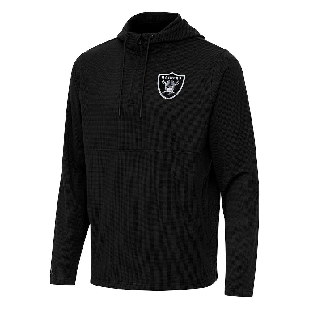 Antigua Connected Quarter-Zip Pullover Hoodie - Las Vegas Raiders