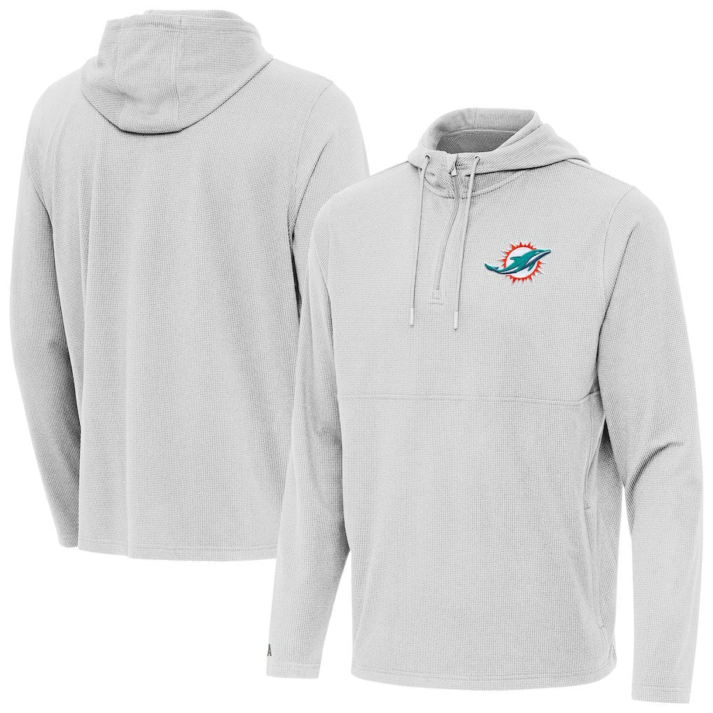 Antigua Connected Quarter-Zip Pullover Hoodie - Miami Dolphins