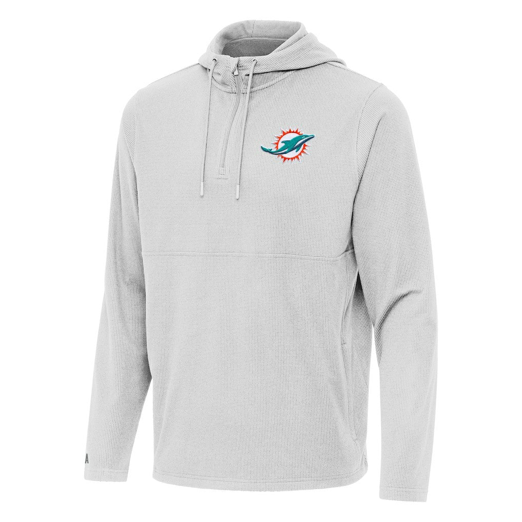 Antigua Connected Quarter-Zip Pullover Hoodie - Miami Dolphins