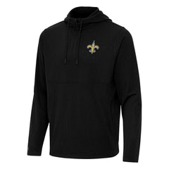 Antigua Connected Quarter-Zip Pullover Hoodie - New Orleans Saints