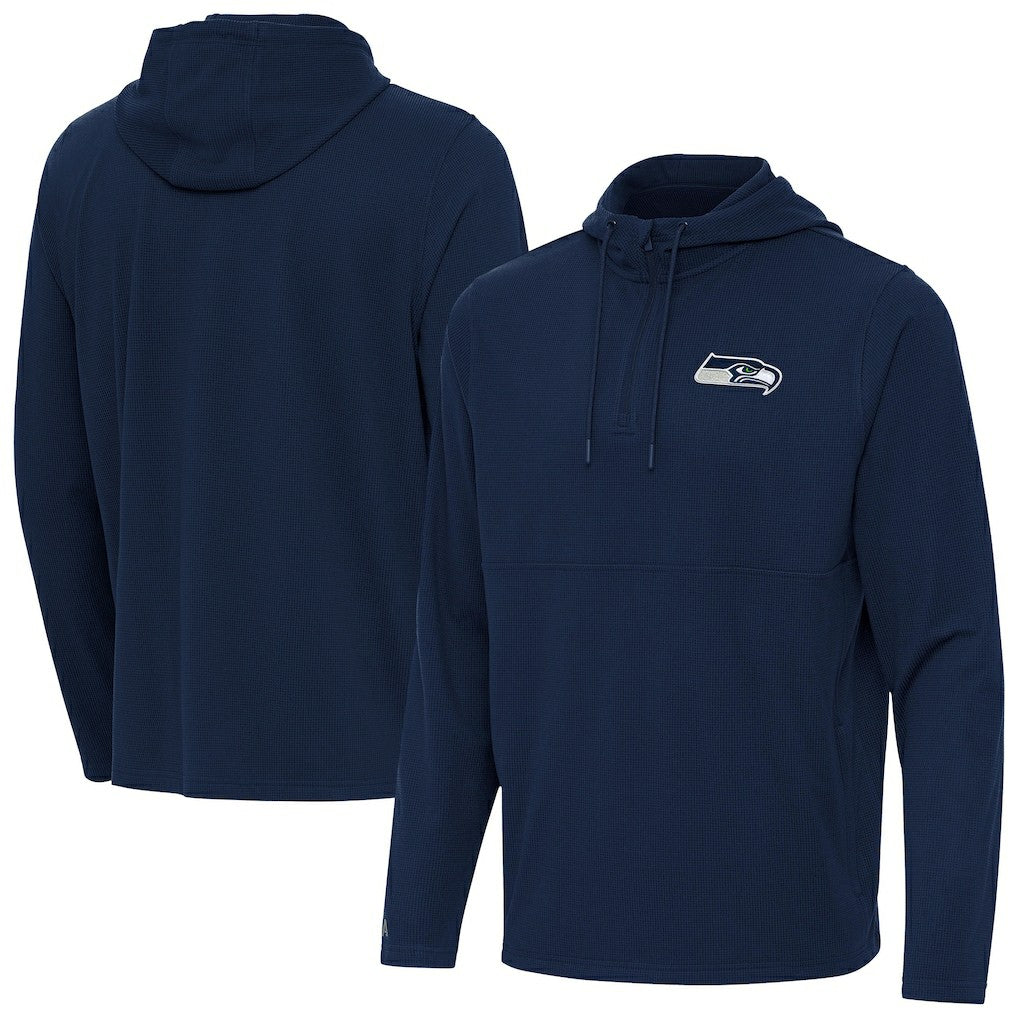Antigua Connected Quarter-Zip Pullover Hoodie - Seattle Seahawks