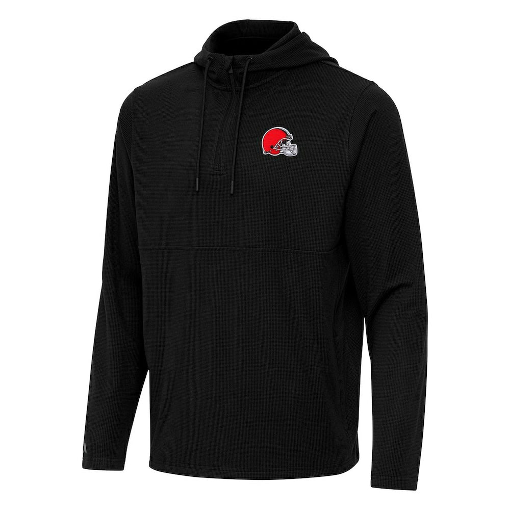Antigua Connected Quarter-Zip Pullover Hoodie - Cleveland Browns