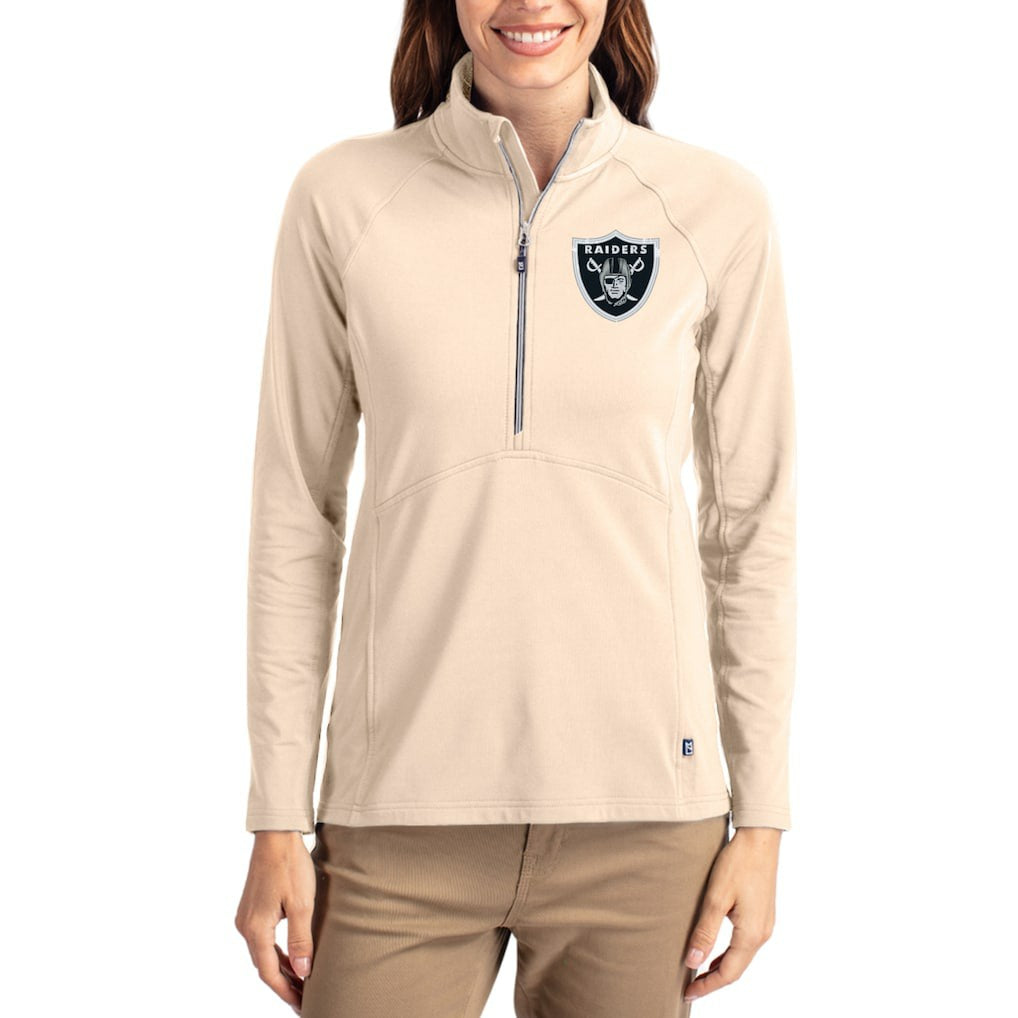 Cutter & Buck Women's Adapt Eco Knit Stretch Recycled Raglan Half-Zip Pullover - Las Vegas Raiders
