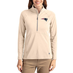 Cutter & Buck Women's Adapt Eco Knit Stretch Recycled Raglan Half-Zip Pullover - New England Patriots