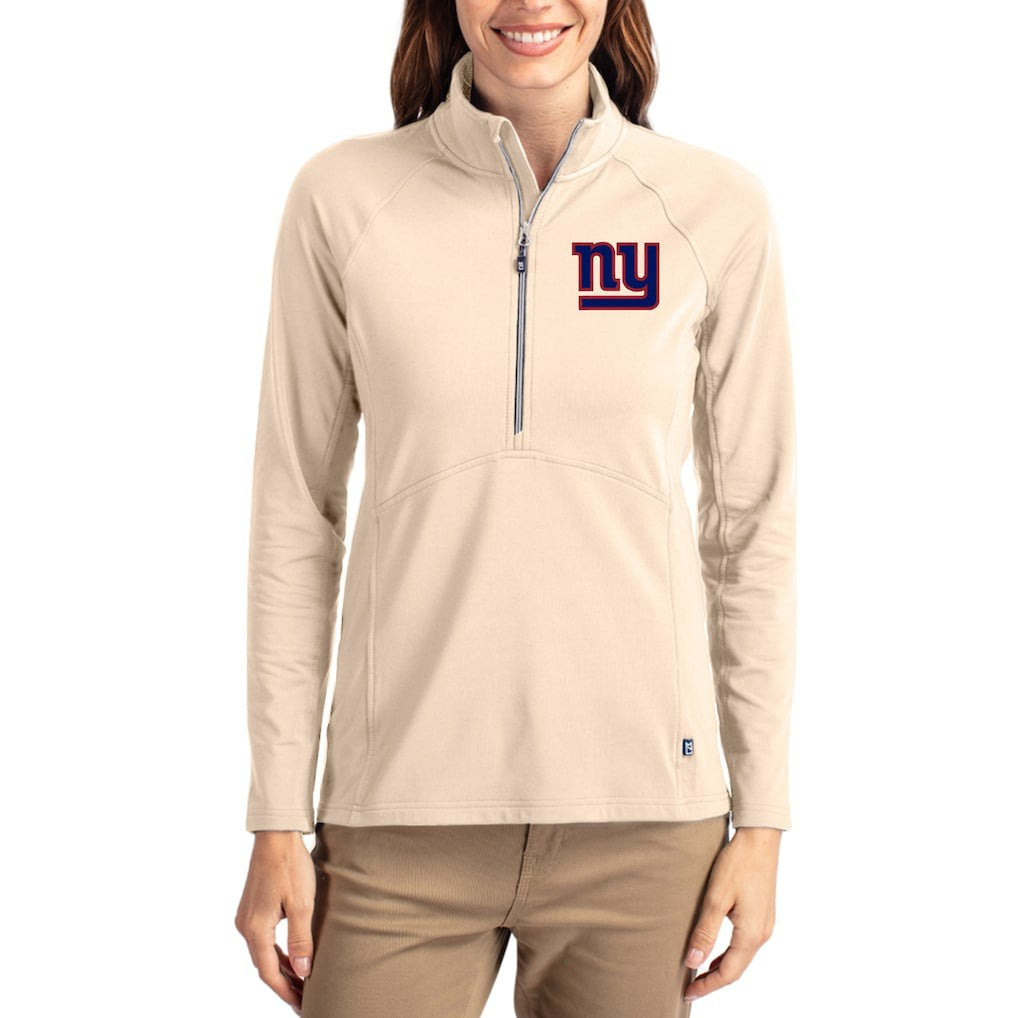 Cutter & Buck Women's Adapt Eco Knit Stretch Recycled Raglan Half-Zip Pullover - New York Giants