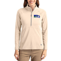 Cutter & Buck Women's Throwback Adapt Eco Knit Stretch Recycled Raglan Half-Zip Pullover - Seattle Seahawks