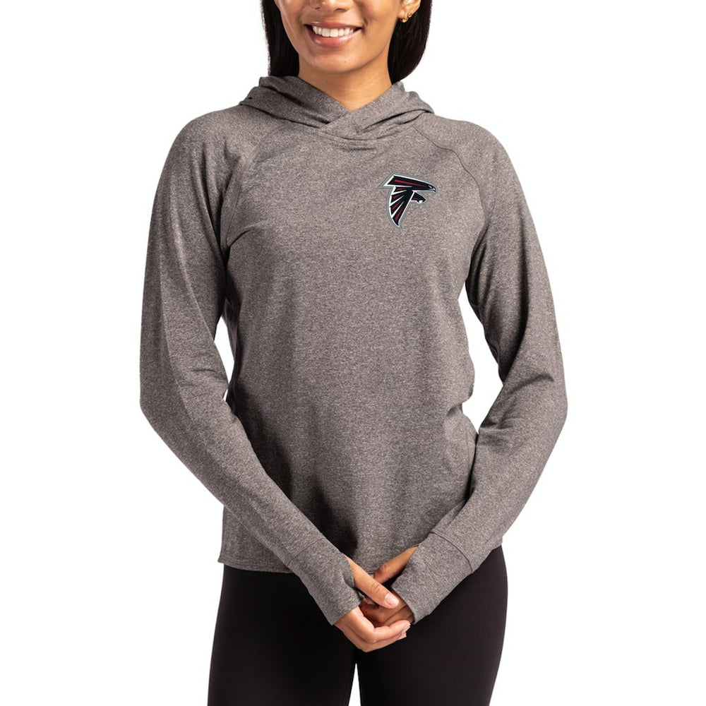 Cutter & Buck Women's Primary Logo Adapt Knit Recycled Raglan Pullover Hoodie - Atlanta Falcons