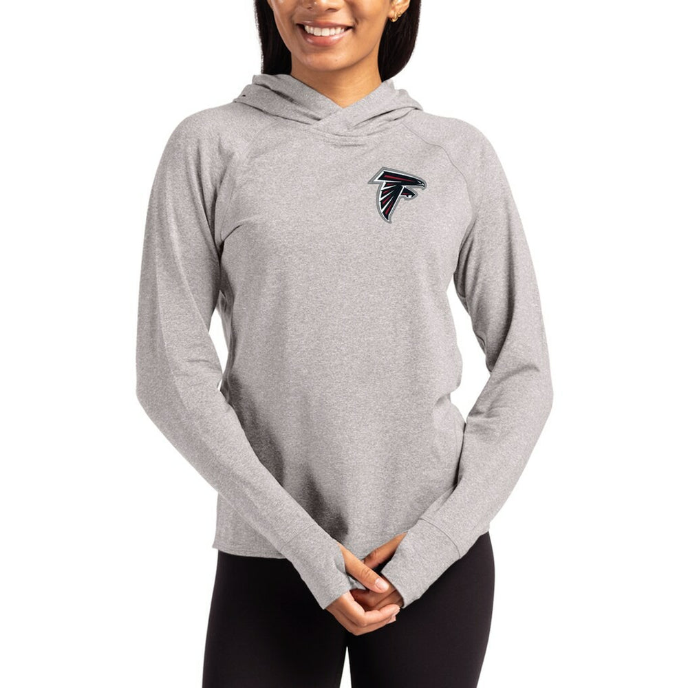 Cutter & Buck Women's Primary Logo Adapt Knit Recycled Raglan Pullover Hoodie - Atlanta Falcons