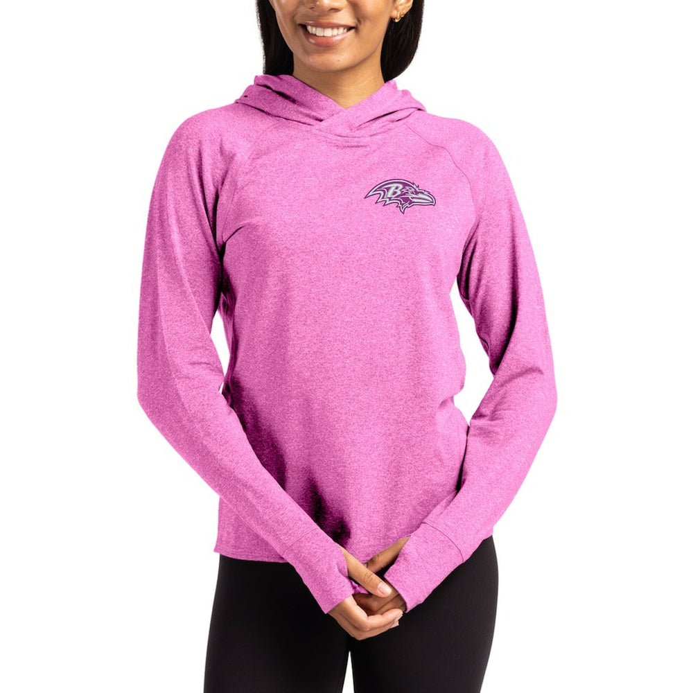 Cutter & Buck Women's Tonal Logo Adapt Knit Recycled Raglan Pullover Hoodie - Baltimore Ravens