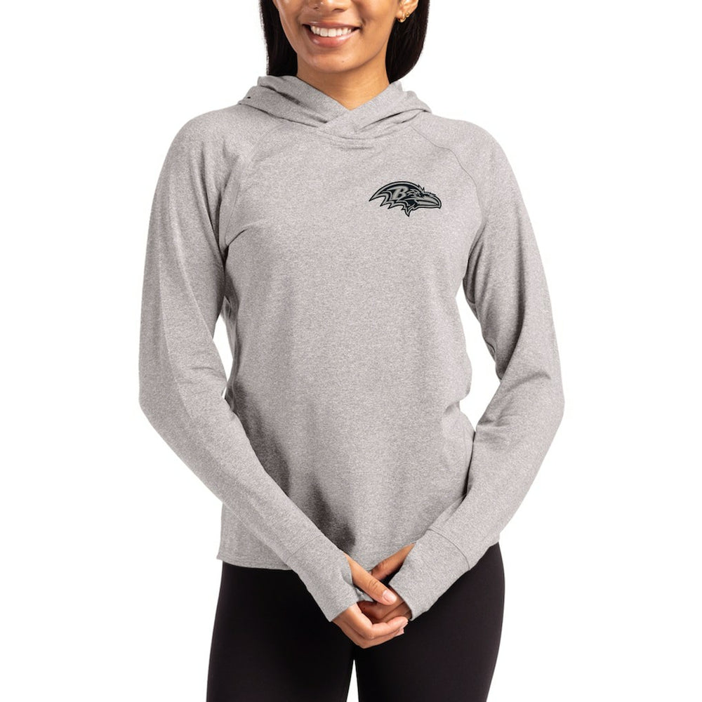Cutter & Buck Women's Tonal Logo Adapt Knit Recycled Raglan Pullover Hoodie - Baltimore Ravens