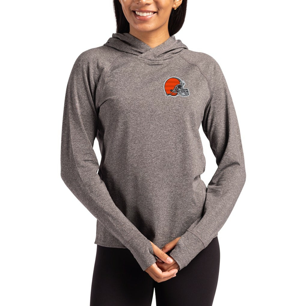 Cutter & Buck Women's Primary Logo Adapt Knit Recycled Raglan Pullover Hoodie - Cleveland Browns
