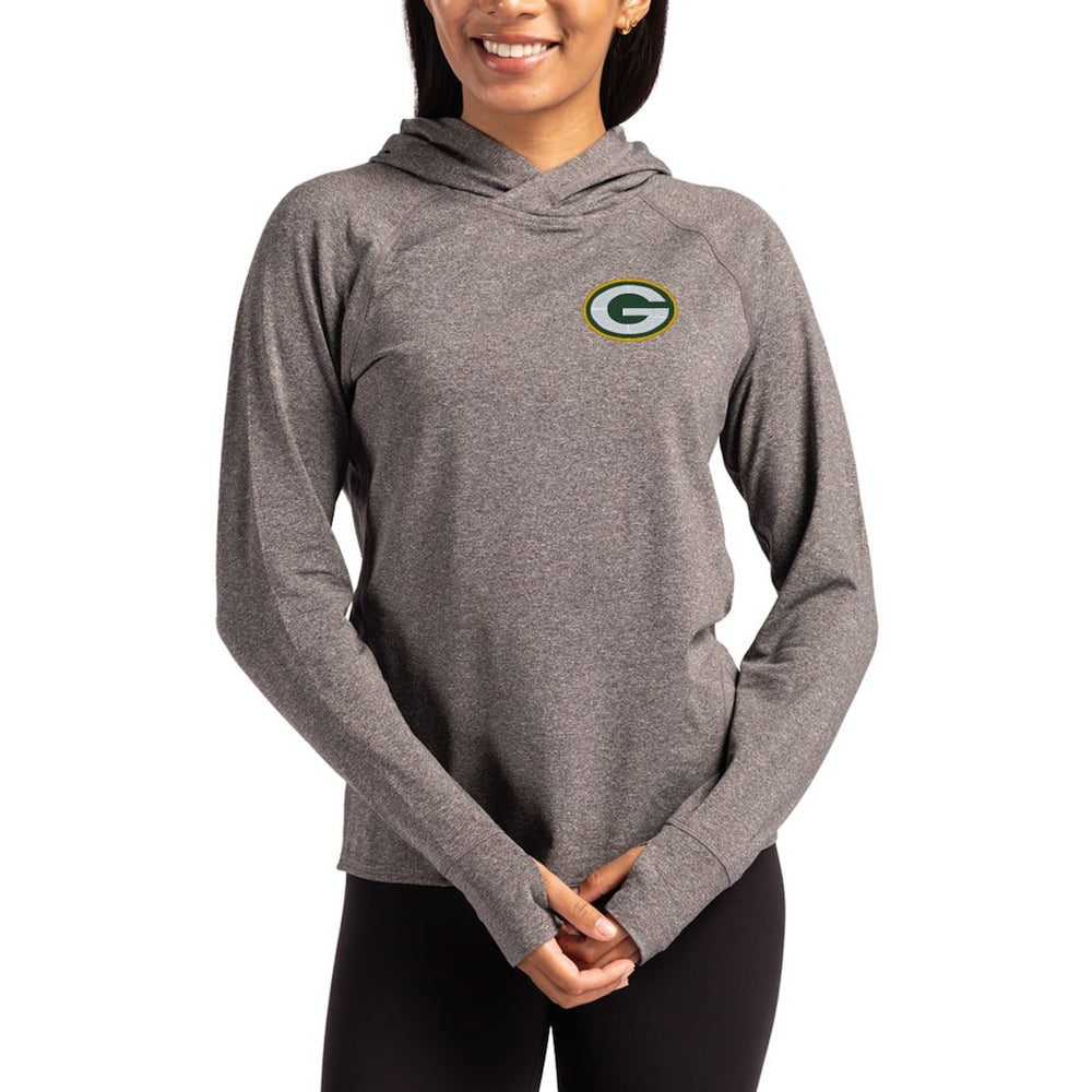 Cutter & Buck Women's Primary Logo Adapt Knit Recycled Raglan Pullover Hoodie - Green Bay Packers