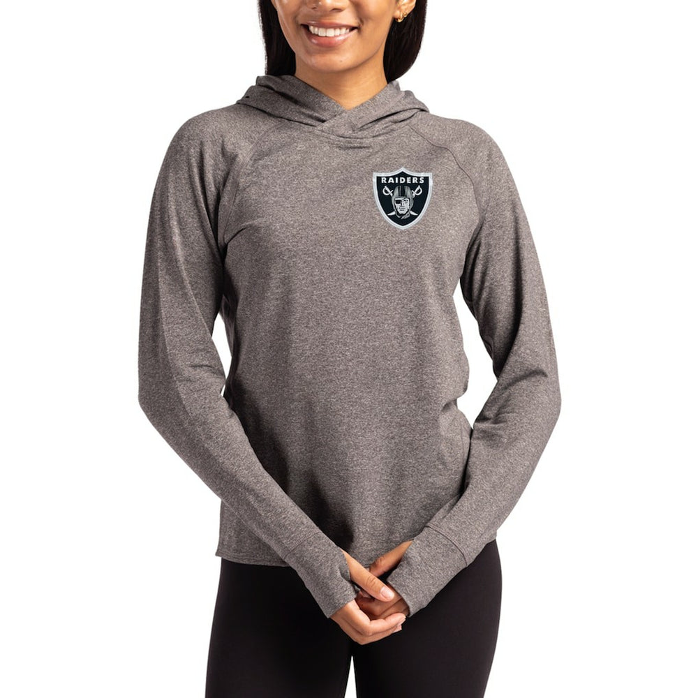 Cutter & Buck Women's Primary Logo Adapt Knit Recycled Raglan Pullover Hoodie - Las Vegas Raiders