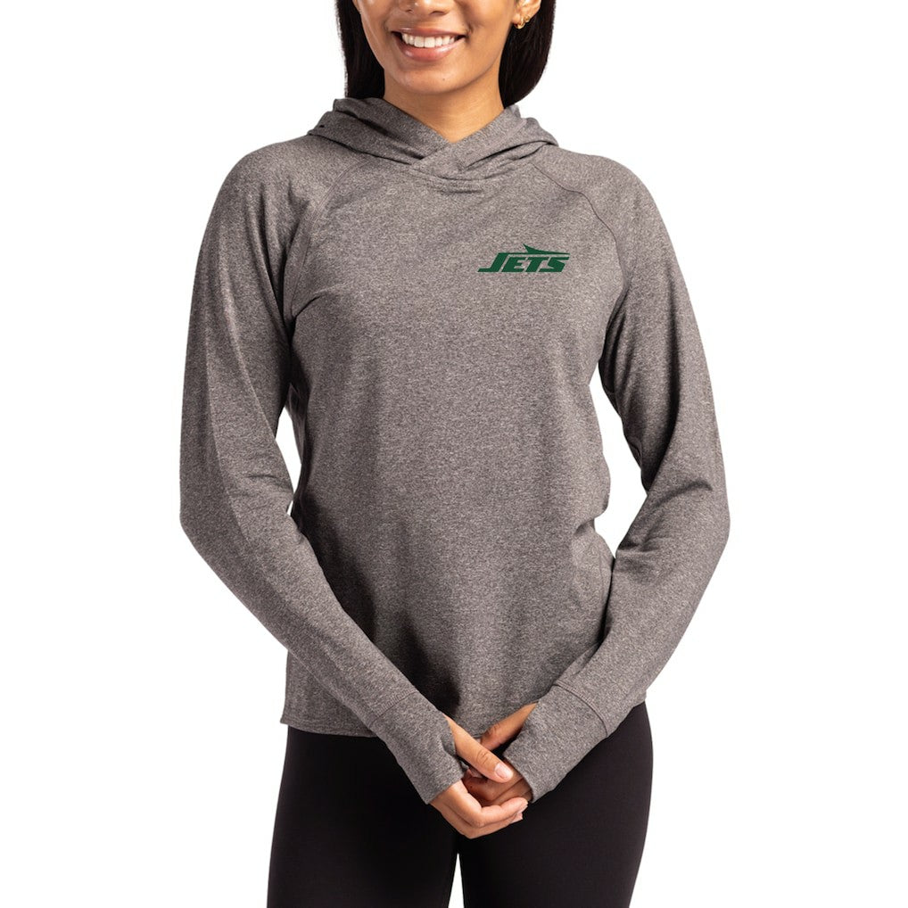 Cutter & Buck Women's Primary Logo Adapt Knit Recycled Raglan Pullover Hoodie - New York Jets
