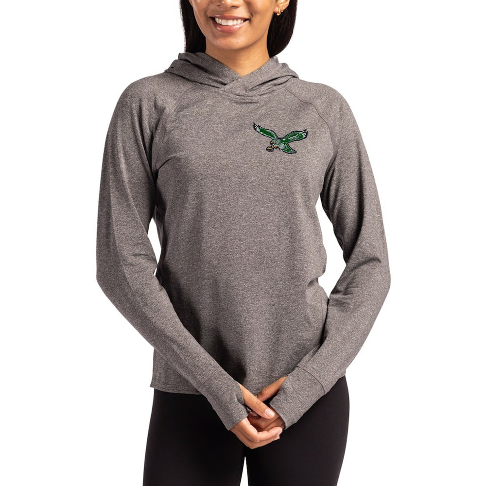 Cutter & Buck Women's Throwback Logo Adapt Knit Recycled Raglan Pullover Hoodie - Philadelphia Eagles