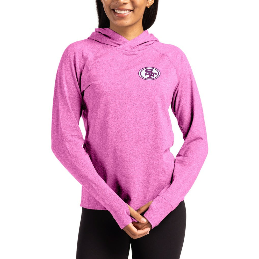 Cutter & Buck Women's Tonal Logo Adapt Knit Recycled Raglan Pullover Hoodie - San Francisco 49ers