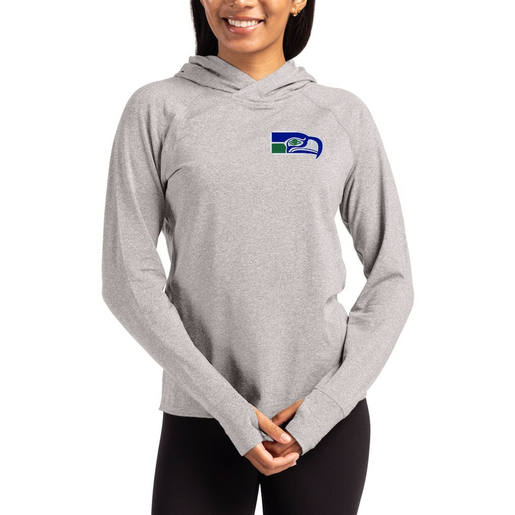 Cutter & Buck Women's Throwback Logo Adapt Knit Recycled Raglan Pullover Hoodie - Seattle Seahawks