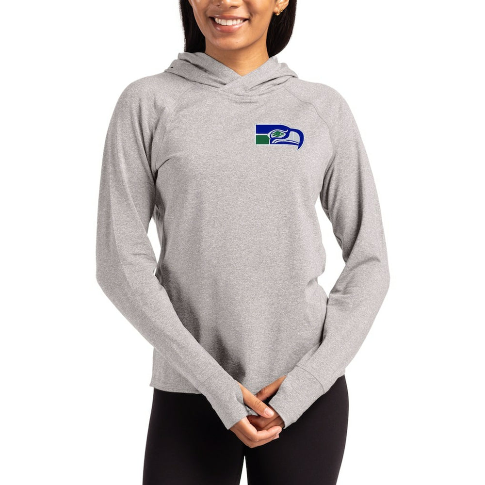 Cutter & Buck Women's Throwback Logo Adapt Knit Recycled Raglan Pullover Hoodie - Seattle Seahawks