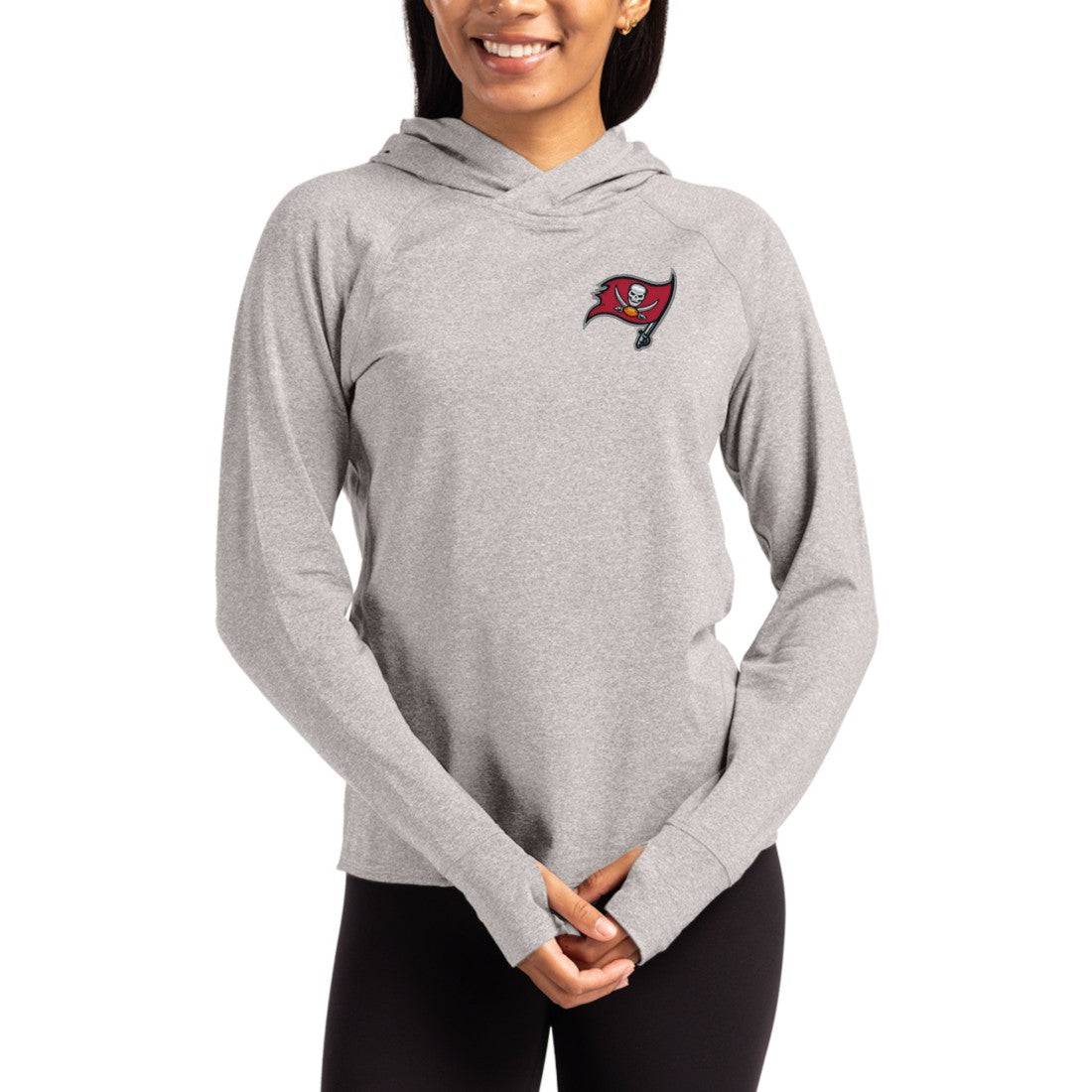 Cutter & Buck Women's Primary Logo Adapt Knit Recycled Raglan Pullover Hoodie - Tampa Bay Buccaneers