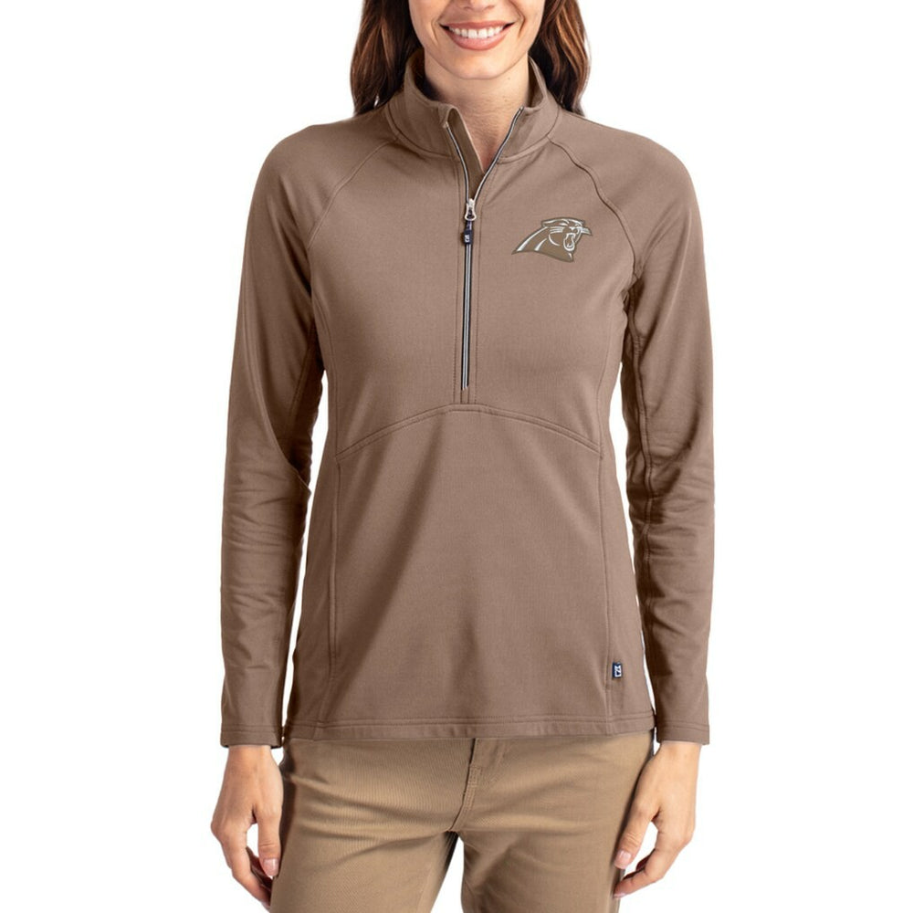Cutter & Buck Women's Tonal Adapt Eco Knit Stretch Recycled Raglan Half-Zip Pullover - Carolina Panthers