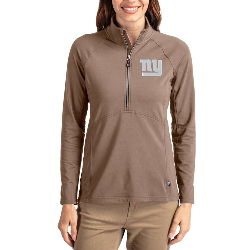 Cutter & Buck Women's Tonal Adapt Eco Knit Stretch Recycled Raglan Half-Zip Pullover - New York Giants
