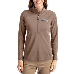 Cutter & Buck Women's Tonal Adapt Eco Knit Stretch Recycled Raglan Half-Zip Pullover - Seattle Seahawks