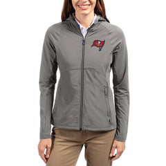 Cutter & Buck Women's Adapt Eco Knit Hybrid Recycled Raglan Full-Zip Hoodie Jacket - Tampa Bay Buccaneers