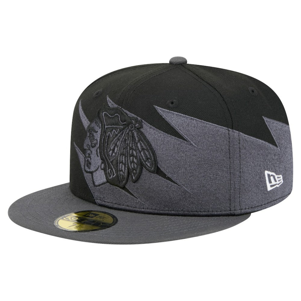 NHL Black Chicago Blackhawks New Era Spikes 59FIFTY Fitted Hat