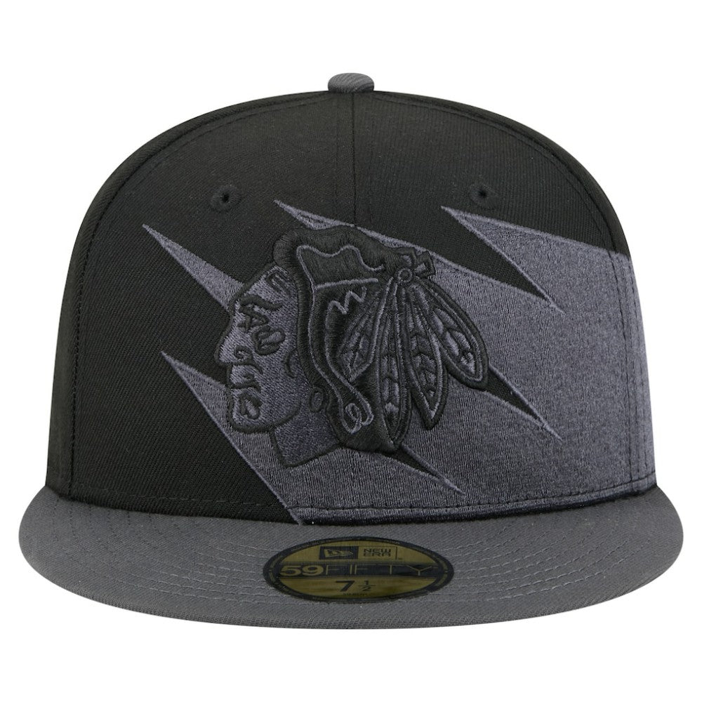 NHL Black Chicago Blackhawks New Era Spikes 59FIFTY Fitted Hat