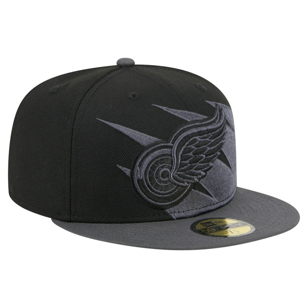 NHL Black Detroit Red Wings New Era Spikes 59FIFTY Fitted Hat