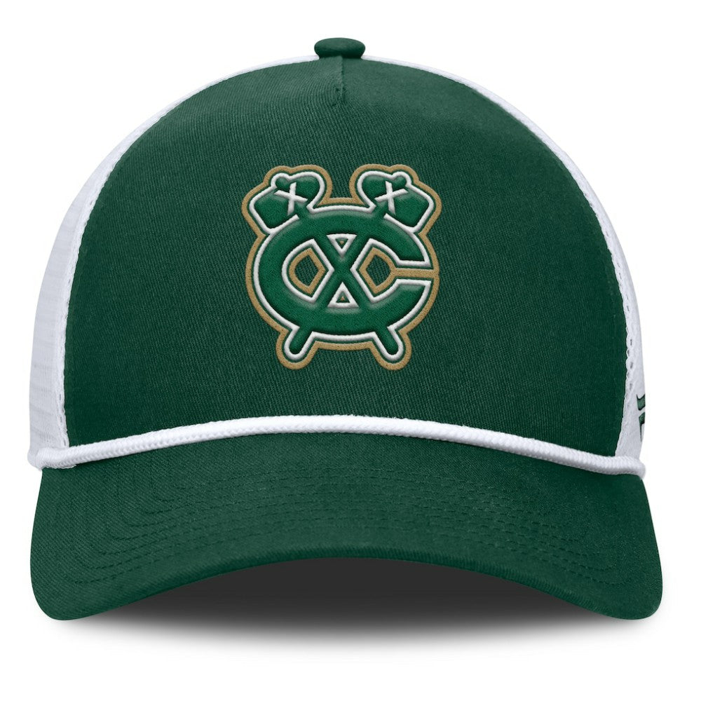 NHL Green/White Chicago Blackhawks Fanatics Bermuda A-Frame Adjustable Hat