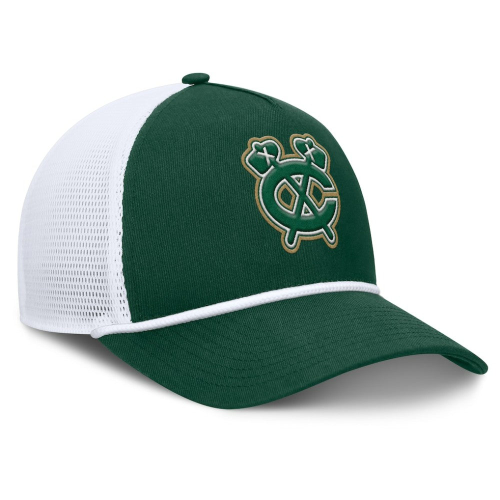 NHL Green/White Chicago Blackhawks Fanatics Bermuda A-Frame Adjustable Hat