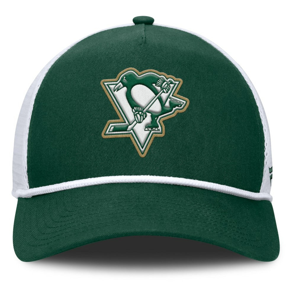 NHL Green/White Pittsburgh Penguins Fanatics Bermuda A-Frame Adjustable Hat