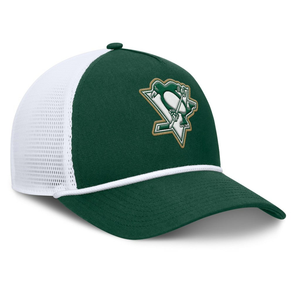 NHL Green/White Pittsburgh Penguins Fanatics Bermuda A-Frame Adjustable Hat