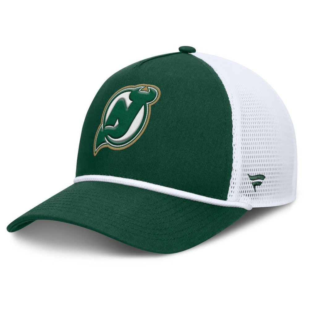 NHL Green/White New Jersey Devils Fanatics Bermuda A-Frame Adjustable Hat