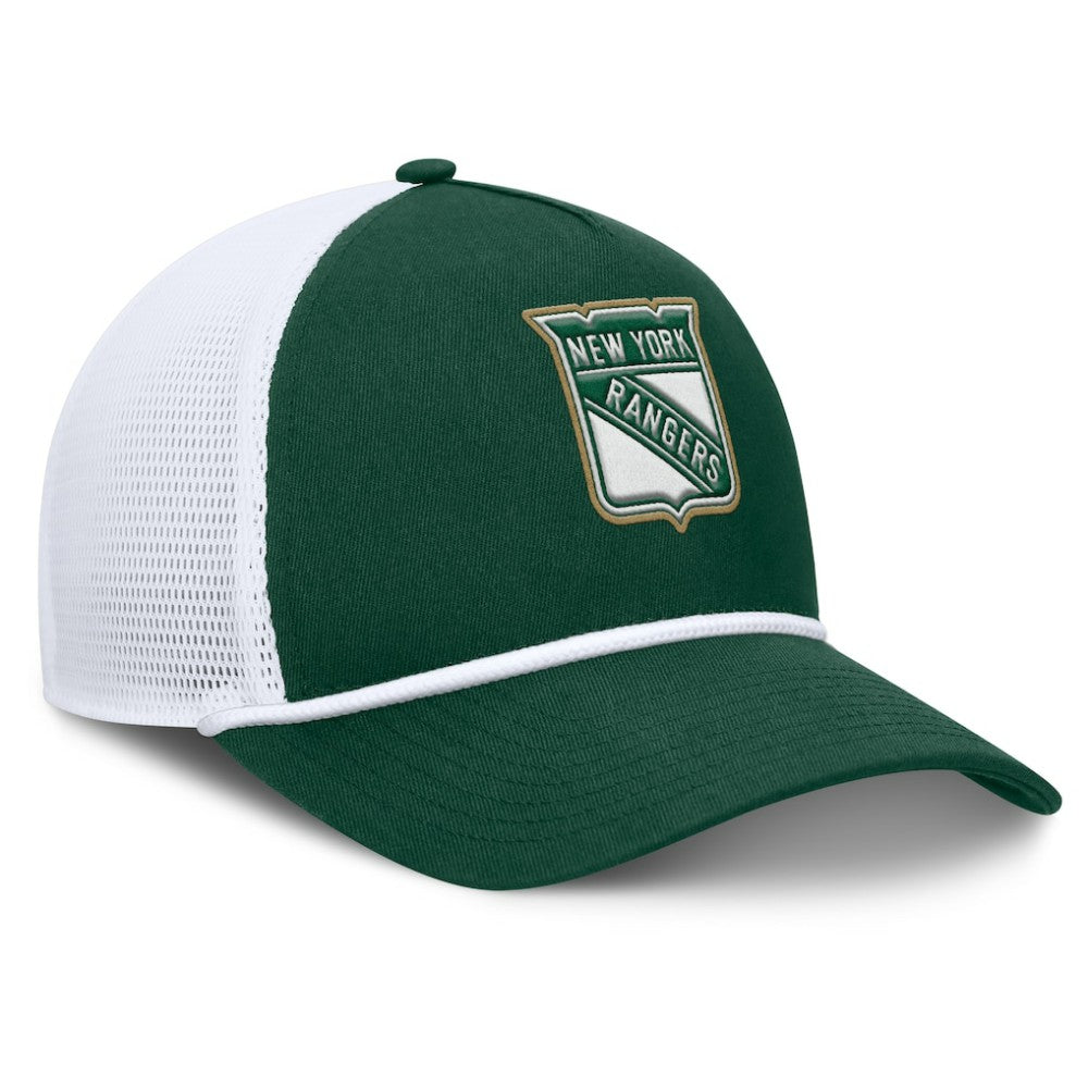 NHL Green/White New York Rangers Fanatics Bermuda A-Frame Adjustable Hat