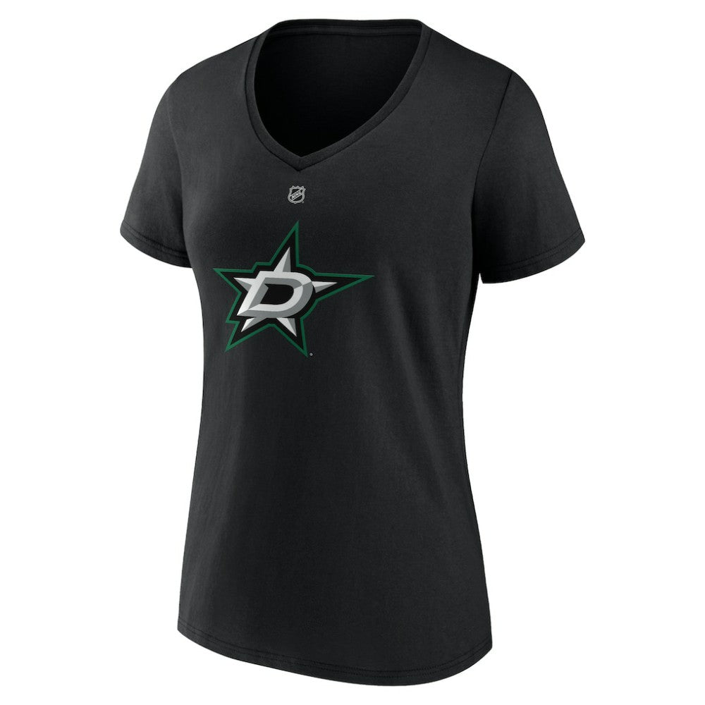 NHL Black Mikko Rantanen Dallas Stars Fanatics Women's Authentic Stack Name & Number V-Neck T-Shirt