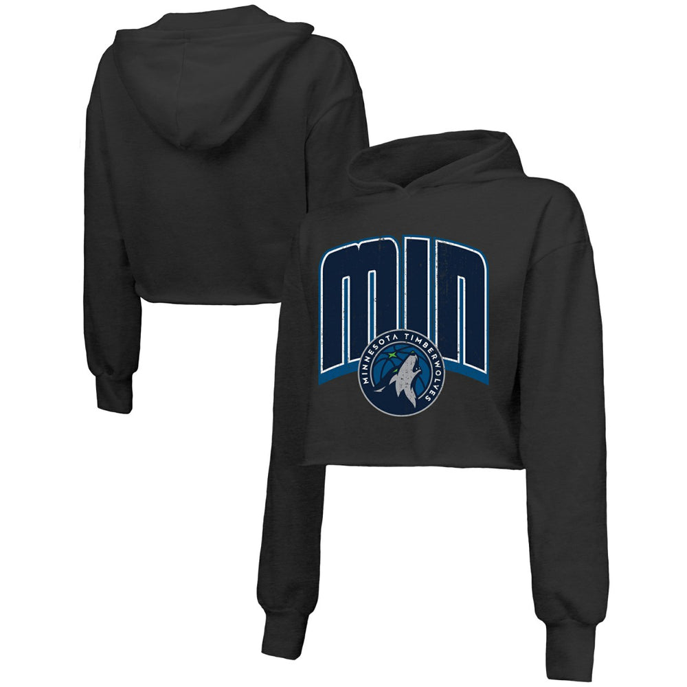 NBA Minnesota Timberwolves Majestic Threads Women's Tri-Blend Cropped Pullover Hoodie